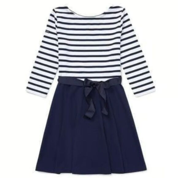 Polo Ralph Lauren Striped Navy Blue and White Stripped Kids Dress in Size 5Y - Picture 1 of 9